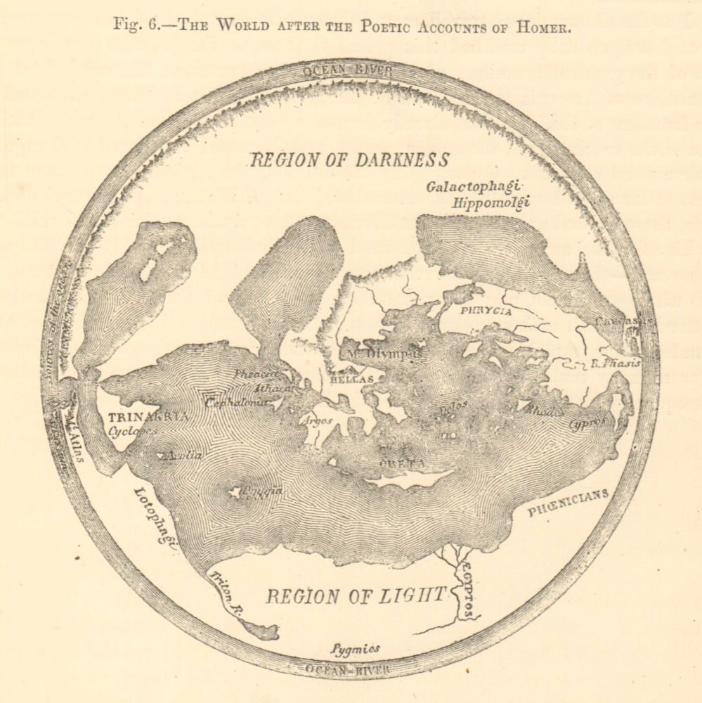 The World after Homer's Poetic Accounts. Greece. Mediterranean. Sketch map 1886